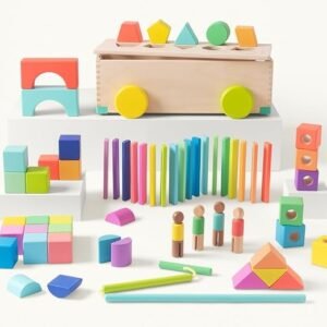 LOVEVERY The 70 Multicolor Solid Wood Block Set - Image 1