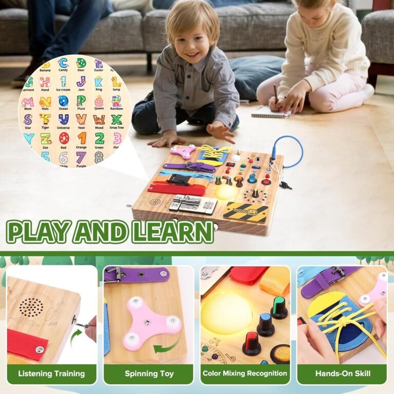 23-in-1 Wooden Montessori LED Busy Board - Image 04