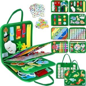 Esjay Montessori Busy Board β Sensory Learning & Travel Toy for Kids, Green