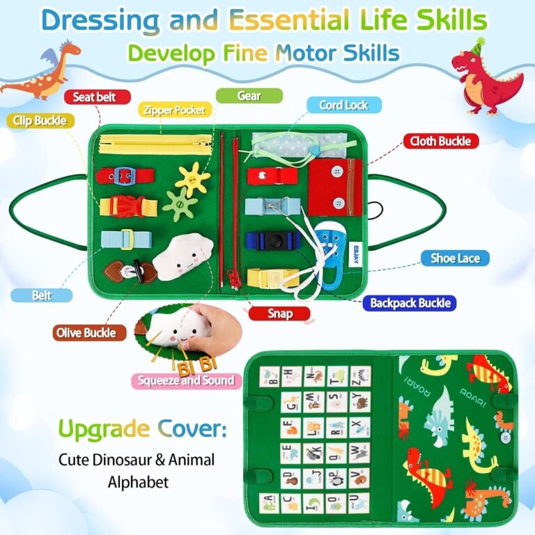 Esjay Busy Board Montessori Toys for Boys and Girls – Green Multipages - Image 4