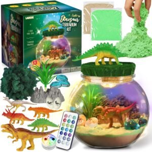 LAOESE Dinosaur Terrarium Kit with 13-Color LED Light