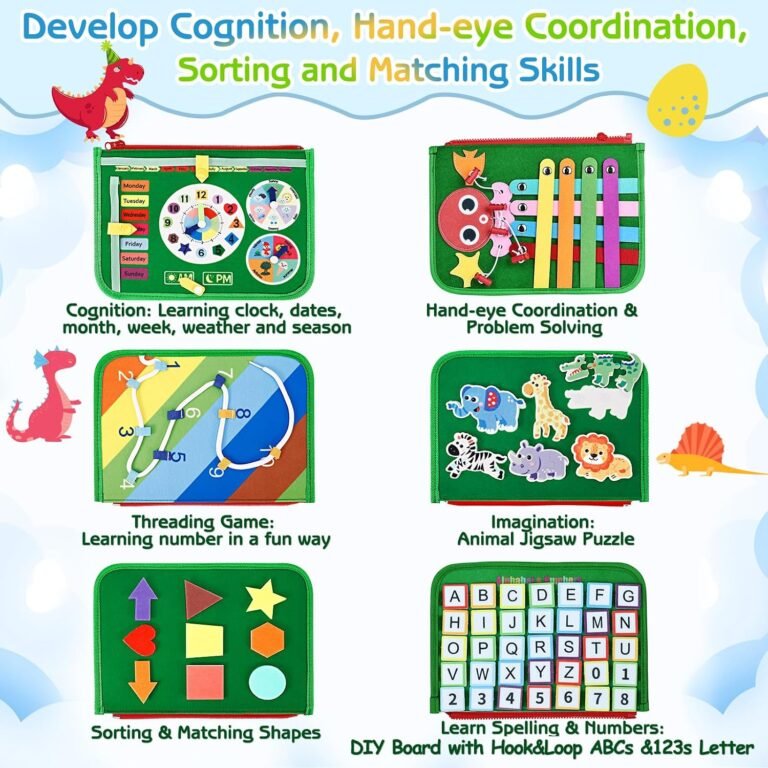 Esjay Busy Board Montessori Toys for Boys and Girls – Green Multipages - Image 6
