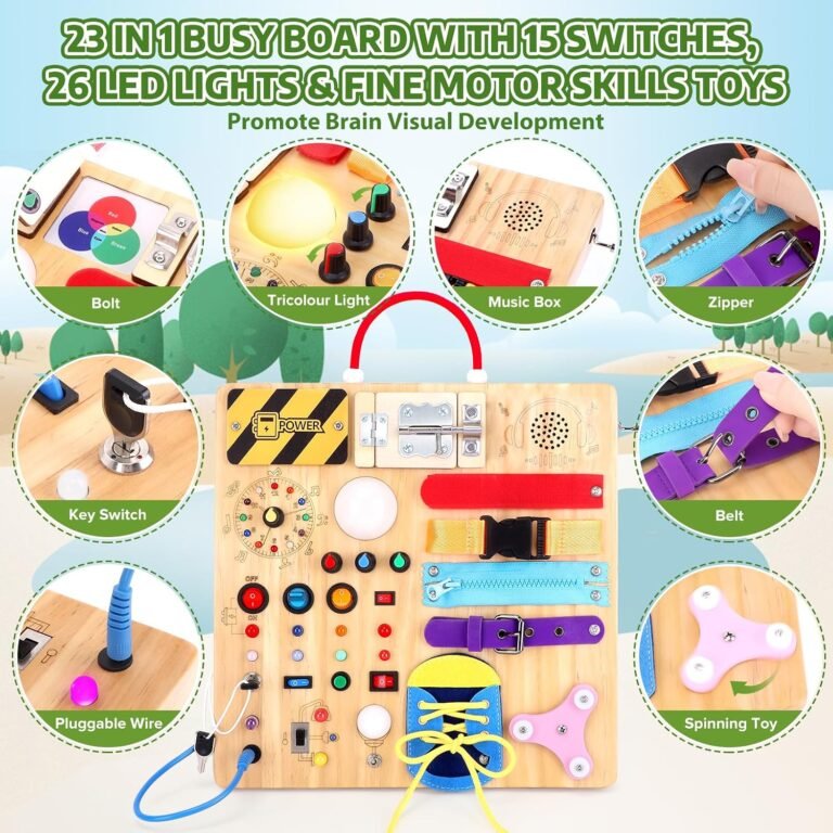 23-in-1 Wooden Montessori LED Busy Board - Image 03