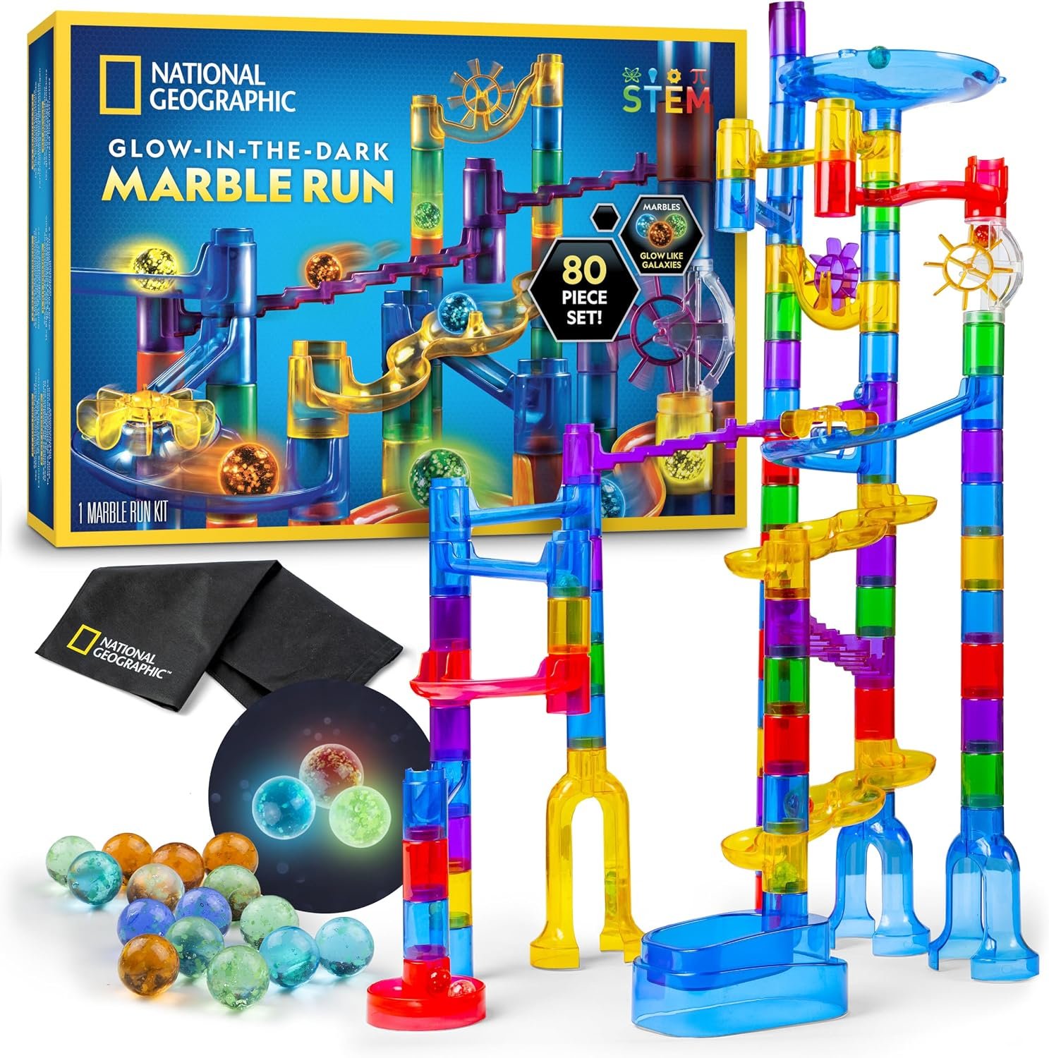 National Geographic Glow-in-the-Dark Marble Run for Kids Ages 8-12