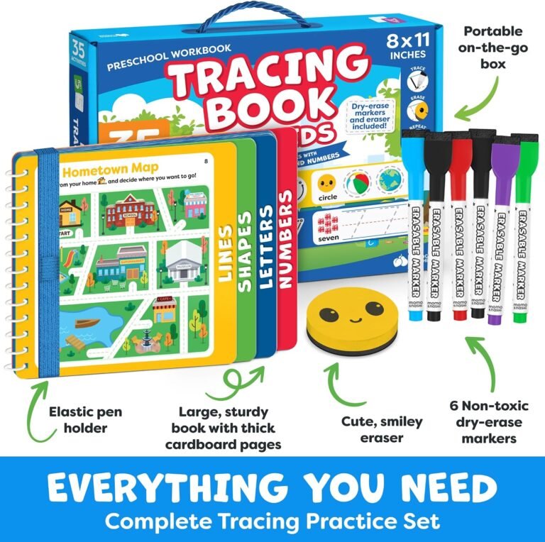Momo & Nashi Tracing Book for Kids Ages 3-5 — Reusable Preschool Learning Activities — supporting product image 1