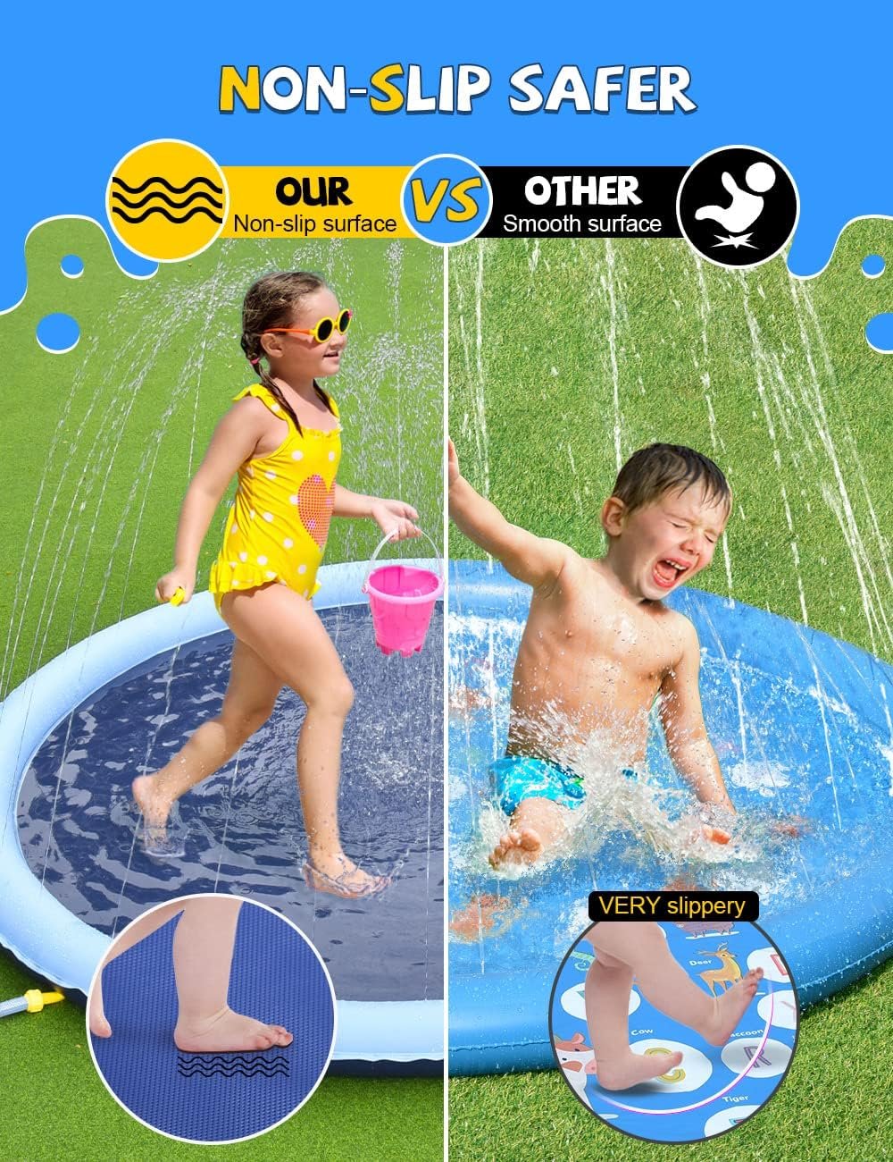 VISTOP 67" Non-Slip Splash Pad Thickened Sprinkler Pool for Kids and Dogs - Image 2