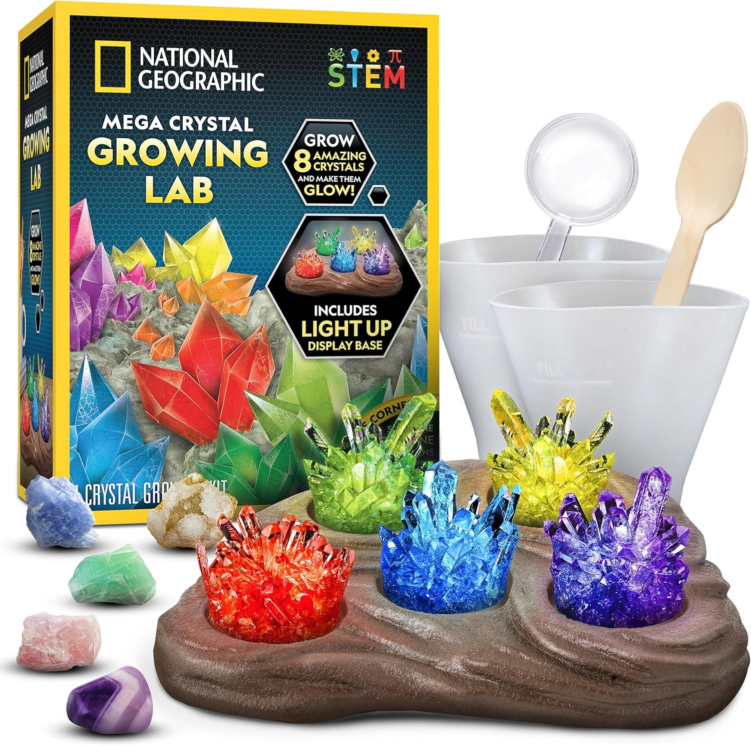 National Geographic Mega Crystal Growing Kit with 8 Crystals Ages 8-12 - Image 1